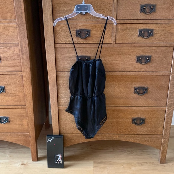 NWOT 100% Silk Pura Seta Black Lingerie - Picture 1 of 6